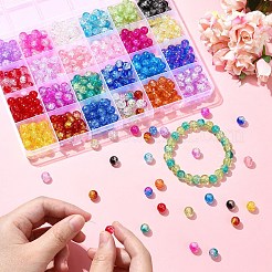 DIY 丸型ガラスビーズブレスレット ジュエリー作りキット  ミックスカラー  8mm  穴：1.3mm&nbsp;DIY-YW0010-59
