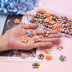 60本5色樹脂カボション  DIYアクセサリー  カラフルな花  ミックスカラー  21x7mm  12個/カラー&nbsp;RESI-BY0001-03
