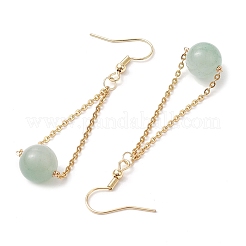 304ステンレススチールと天然石のダングルイヤリング  ラウンド  ゴールドカラー  60x12mm&nbsp;EJEW-JE06011-01