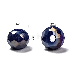 24色の電気メッキガラスビーズ  不透明なソリッドカラー  ABカラーメッキ  多面カット  ロンデル  ミックスカラー  6x5mm  穴：1mm  24色  50個/カラー  1200個/箱&nbsp;EGLA-X0006-04B-6mm