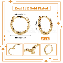 女性用真鍮フープピアス24個  ストライプ  18KGP本金メッキ  11x3mm  24pc&nbsp;EJEW-SC0001-52