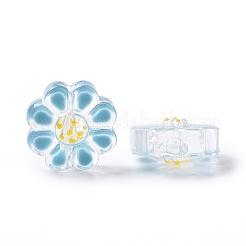 透明ガラスビーズ  エナメル  花  ミックスカラー  13.5x13.5x7mm  穴：1mm&nbsp;LAMP-B021-02
