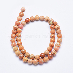 ナチュラルインペリアルジャスパービーズ連売り  染め  ラウンド  オレンジ  8mm  穴：1mm  約45個/連  38cm&nbsp;X-G-A175B-8mm-07