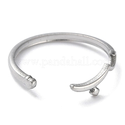 変色しない304ステンレススチールオープンカフリング  月と心  ステンレス鋼色  内径：18mm&nbsp;RJEW-H219-01P