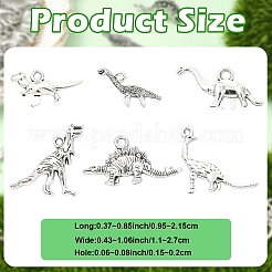 60pcs6スタイルチベットスタイルアロイペンダント  恐竜のチャーム  アンティークシルバー  9.5~21.5x11~26.5x2.5~7mm  穴：1.5~2mm  10個/スタイル&nbsp;FIND-YW0011-71