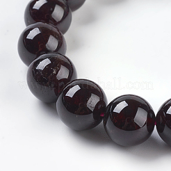 天然石ビーズ連売り  天然ガーネット  ラウンド  暗赤色  10mm  穴：1mm  約19個/連  8インチ&nbsp;X-G-G099-10mm-36