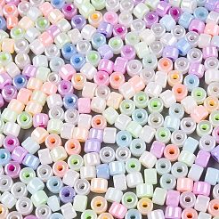 ガラスシードビーズ  セイロン  丸い穴  シリンダー  ミックスカラー  4x5.5mm  穴：1.8mm  約2500個/ポンド&nbsp;SEED-T008-01