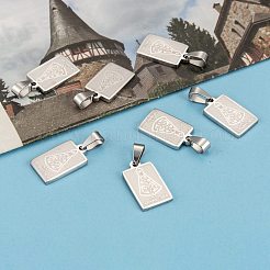 変色しない304ステンレススチールペンダント  ノッサセニョーラアパレシーダの長方形  ステンレス鋼色  20.5x12x2mm  穴：6x4mm&nbsp;STAS-M245-22P
