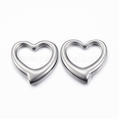 変色しにくい304ステンレススチール製リンクリング  ハート  ステンレス鋼色  16x16x4mm  穴：12x7mm&nbsp;STAS-H398-08P
