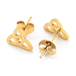 304ステンレススチールスタッドピアス  三位一体の結び目  ゴールドカラー  8.5x10mm&nbsp;LS-EJEW-P235-01G
