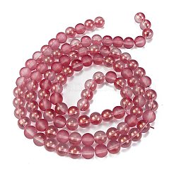 曇りガラスビーズ連売り  金粉付き  ラウンド  ライトコーラル  8mm  穴：1mm&nbsp;X1-GLAA-P065-8mm-09