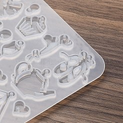ペンダントシリコンモールド  イヤリング型  ジェッソ樹脂鋳造金型  混合図形  ホワイト  115x118x4mm  内径9~33x6~23mm&nbsp;AJEW-S041-04A