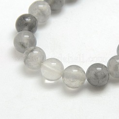 天然宝石クラウディクォーツラウンドビーズ連売り  6mm  穴：1mm  約：63個/連  15.5インチ&nbsp;G-O021-6mm-03B