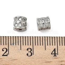 真鍮製マイクロパヴェキュービックジルコニアビーズ  コラム  プラチナ  5.5x5.5mm  穴：1.8mm&nbsp;KK-S350-04P