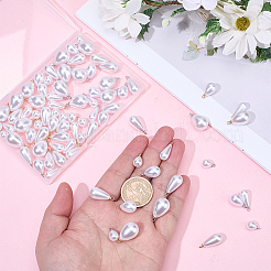 ABSプラスチックパールペンダント  ティアドロップチャーム  合金ループ付き  プラチナ·ゴールデン  17.5~22x7.5~13mm  穴：1.6mm  100 個 10 スタイル&nbsp;FIND-BM0001-56A