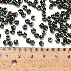 トーホー 6/0ラウンドビーズ  日本製シードビーズ  （507)つの緑のアイリスより高いメタリック  4mm  穴：1.5mm  約168個/10g&nbsp;X-SEED-TR06-0507