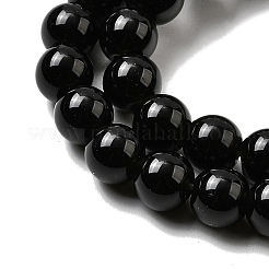 天然石オブシディアンビーズ連売り  ラウンド  6mm  穴：1.5mm  約64個/連  14.96インチ（38cm）&nbsp;G-L632-A01-6mm