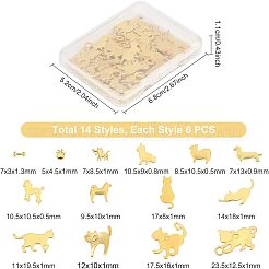 84個14スタイルの合金カボション  DIYクリスタルエポキシ樹脂材料充填用  動物  ゴールドカラー  6個/スタイル&nbsp;PALLOY-OC0002-95