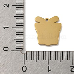 クリスマステーマ 304 ステンレススチール エナメルチャーム  14KGP本金メッキ  ボックス  13x11.5x1mm  穴：1mm&nbsp;STAS-Z093-02C