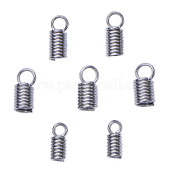 30個 3サイズ 304ステンレススチールコイルコードエンド  ステンレス鋼色  8x3.5mm  穴：1mm  10pcs /サイズ&nbsp;STAS-CJ0001-152