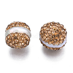 樹脂粘土ラインストーンビーズ  天然淡水パールと  ドングリ  チョコレート  pp13（1.9~2mm）  10.5~13.5x11~12.5mm  穴：0.5~0.7mm&nbsp;RB-S056-21-01