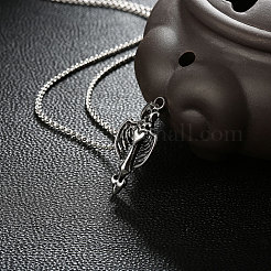 ユニセックス レトロ 悪魔の翼 316l サージカルステンレス ネックレス  アンティークシルバー  19.6インチ（50cm）&nbsp;NJEW-BB14610