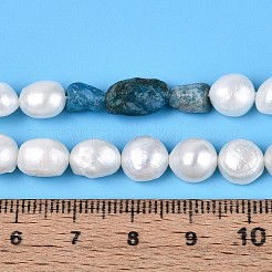 天然アパタイトナゲットと天然養殖淡水真珠ビーズ連売り  5.5~12x4.5~9x3.5~9mm  穴：0.8mm  パール：6~13x6~9x3.5~7.5mm  穴：0.6mm  約19~21個/連  6.30~6.69インチ（16~17cm）&nbsp;PEAR-N023-01A-09