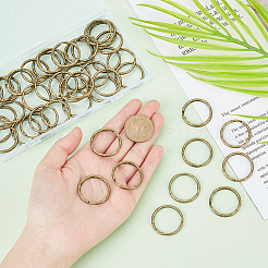 チベット風鉄製スプリットキーホルダー 5袋  キーホルダー留め金のパーツ  アンティークブロンズ  28x3mm  内径：23.5mm  10個/袋&nbsp;IFIN-WR0001-09