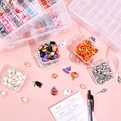 3袋の長方形プラスチックオーガナイザー収納ボックス、30個のミニスクエアネイルアート小物ケース、168個のラベルプリンター用紙付き  ホワイト  21.9x18.1x5.15cm  小箱：5.65x5.4x2.05cm  30個/袋&nbsp;CON-DR0001-08