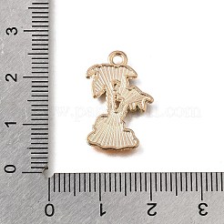 エナメルペンダントと合金  航海のチャーム  ライトゴールド  グリーン  ココヤシの木  21.5x14x1.5mm  穴：1.6mm&nbsp;AL-CBA9E11-03KCG-08