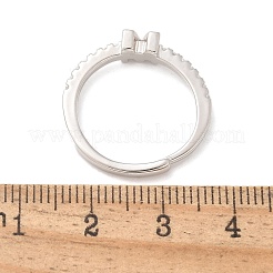 S925 スターリングシルバー調節可能な女性用レターリング  マイクロパヴェキュービックジルコニア付き  文字m  2mm  usサイズ5 1/2(16.1mm)  文字：1mm&nbsp;RJEW-M068-01P-M
