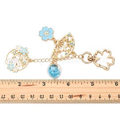 合金エナメルペンダントキーホルダー  ガラスと回転留め金付き  ゴールドカラー  兎  11.8cm&nbsp;HJEW-FS00049-02