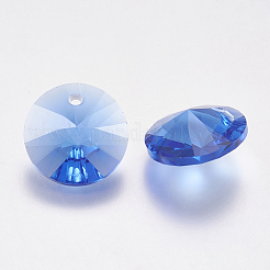 カット加工ガラスラインストーンチャーム  模造オーストリアのクリスタル  コーン  サファイア  10x4.5mm  穴：1mm&nbsp;RGLA-F049-10mm-206