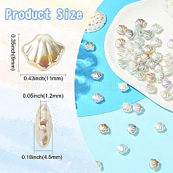 UVメッキABS樹脂ビーズ  イミテーションシェル＆パール  シェル形状  ミックスカラー  9x11x4.5mm  穴：1.2mm&nbsp;RESI-CJC0027-16