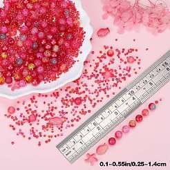 ガラスビーズ  ラウンド＆ヒトデ＆フィッシュ＆ロンデル  混合スタイル  ファイヤーブリック  2.5~14x2.5~13.5x2~8.5mm  穴：1~1.4mm  約200~300個/袋  2袋/箱&nbsp;GLAA-SZ0001-94H