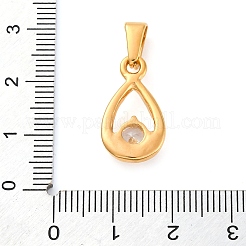 304ステンレスペンダント  キュービックジルコニア付き  ドロップ  透明  ゴールドカラー  20x11x4mm  穴：7x3.5mm&nbsp;STAS-P216-59G-1