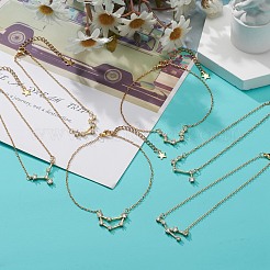 12星座クリアキュービックジルコニアリンクアンクレット12点セット  女性用ゴールデン 304 ステンレススチール ジュエリー  ゴールドカラー  8.35~8.66インチ（21.2~22cm）  1個/スタイル&nbsp;AJEW-AN00504