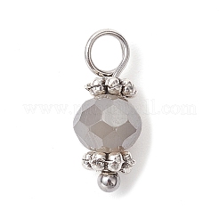 ガラスチャーム  アンティークシルバー合金ループ付き  ファセットロンデル  ミックスカラー  13.5x6mm  穴：3mm&nbsp;PALLOY-JF02425