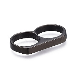 304ステンレススチール指輪  二重リング  ガンメタ色  サイズ8  18mm&nbsp;RJEW-O032-13B-18mm