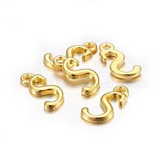 金メッキ合金文字ペンダント  ラックめっき  カドミウムフリー＆鉛フリー  文字.s  14x7x2mm  穴：1.5mm&nbsp;X-PALLOY-J718-01G-S