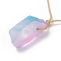 天然水晶ナゲット ペンダント ネックレス  女性のためのアクセサリー編みジュエリー  ミックスカラー  29.92~30.71インチ（76~78cm）&nbsp;NJEW-JN03940