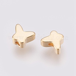 真鍮ビーズ  ニッケルフリー  18KGP本金メッキ  蝶  5x6x2.5mm  穴：1mm&nbsp;X-KK-R058-085G