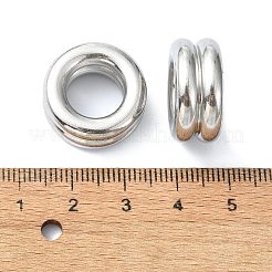 変色しない304ステンレススチールビーズ  大穴ビーズ  スジ入りビーズ  コラム  ステンレス鋼色  20x9mm  穴：11mm&nbsp;STAS-Z066-04P