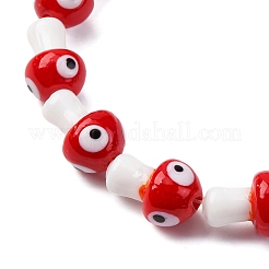 手作りナザールボンジュウランプワークビーズ連売り  キノコ  レッド  17~18.5x11~12mm  穴：1.6mm  約20個/連  13.19''~13.58''（33.5~34.5センチメートル）&nbsp;LAMP-S069-01C