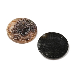 天然の黒リップシェル彫刻カボション  カメオの女性を描いたフラットラウンド  20x3mm&nbsp;SSHEL-I026-03B-05