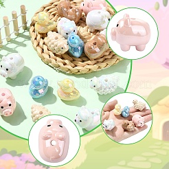 16個 8スタイル 動物テーマ UVメッキアクリルビーズ  虹色の  混合図形  ミックスカラー  20~22.5x17~28.5x16.5~26.5mm  穴：3~3.5mm  2個/スタイル&nbsp;OACR-YW0004-42