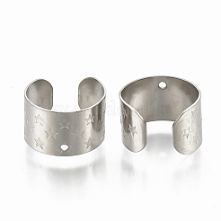 変色しにくい304ステンレススチール製カフイヤリング  スターと  ステンレス鋼色  10~11x7mm  穴：0.8mm&nbsp;X-STAS-S078-19