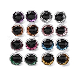 48セット8色のプラスチック人形の工芸品の目  安全の目  スペーサーとスパンコールシム付き  おもちゃの DIY アクセサリー用  半円  ミックスカラー  14~18x0.4~21mm  6セット/カラー&nbsp;FIND-FH0008-82
