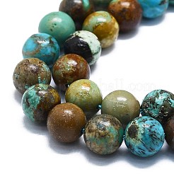 天然石ターコイズビーズ連売り  ラウンド  10mm  穴：1mm  約37~39個/連  15.35~15.75''（39~40センチメートル）&nbsp;G-K245-A16-05
