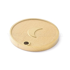 イオンプレーティング（IP）304ステンレススチールマットペンダント  月とフラットラウンド  ゴールドカラー  14x1.5mm  穴：1.1mm&nbsp;STAS-O150-09G